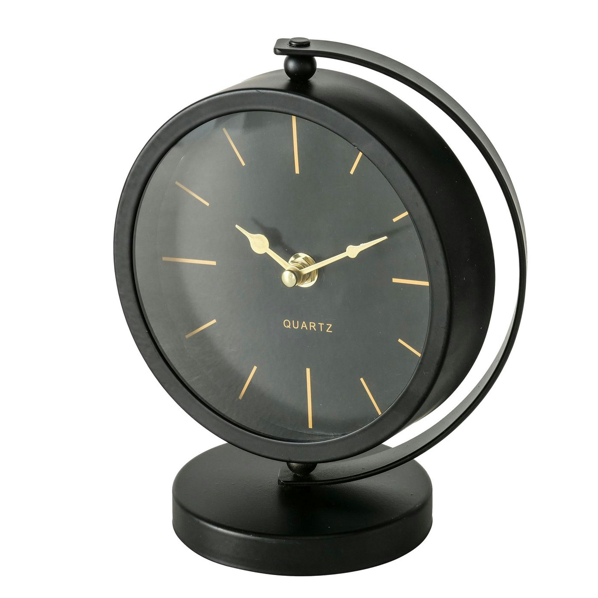 - Horloge à poser en métal noir et doré