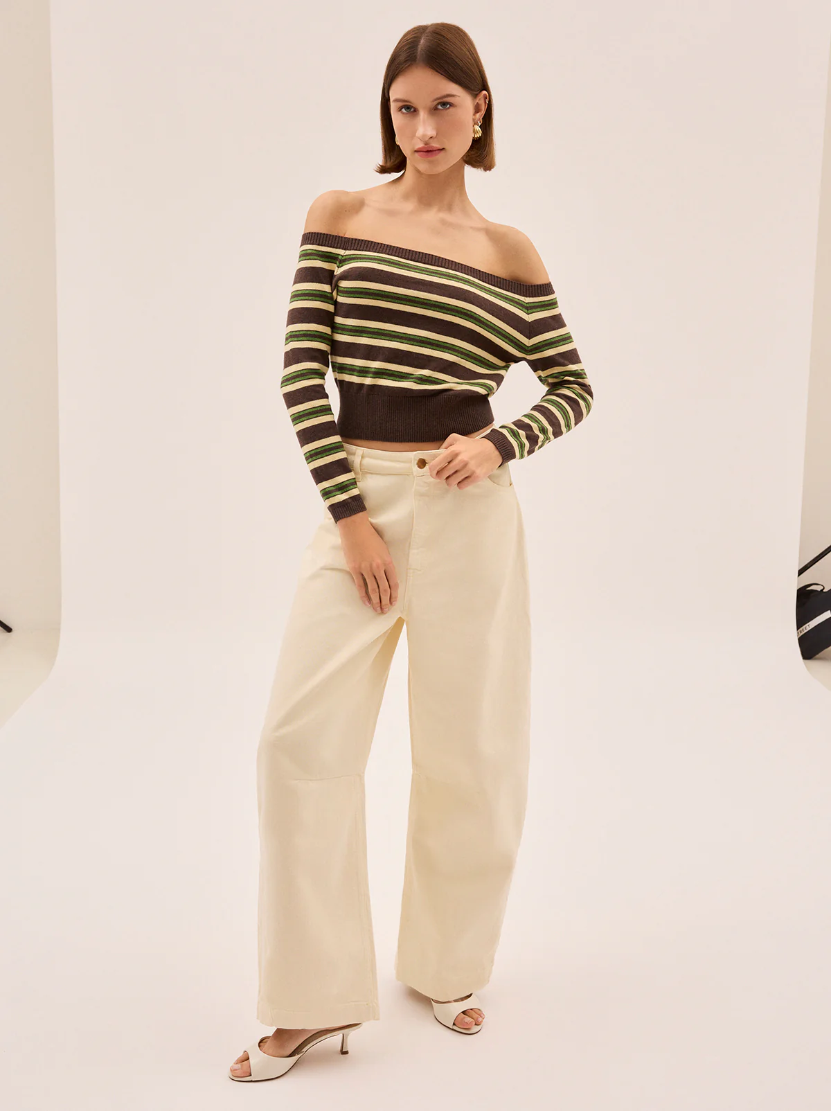 Cassia Striped Bardot Knit Jumper