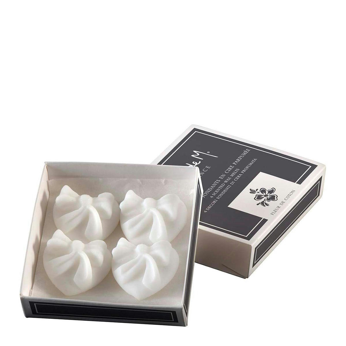 COEUR NOEUD - Boîte de 4 décors fondants parfumés Fleur de Coton