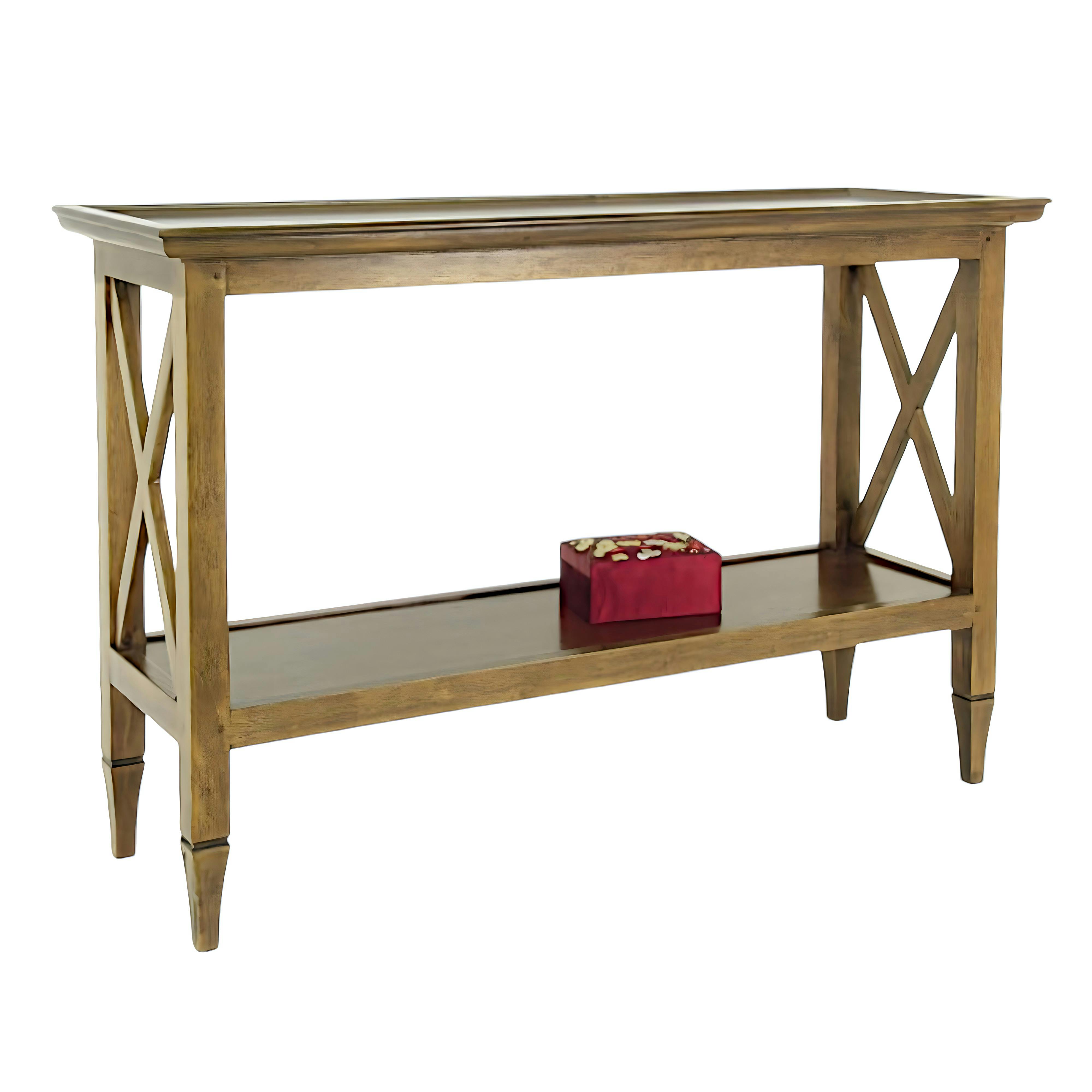 Console pieds croisillons hévéa 120x41x80cm MAORI