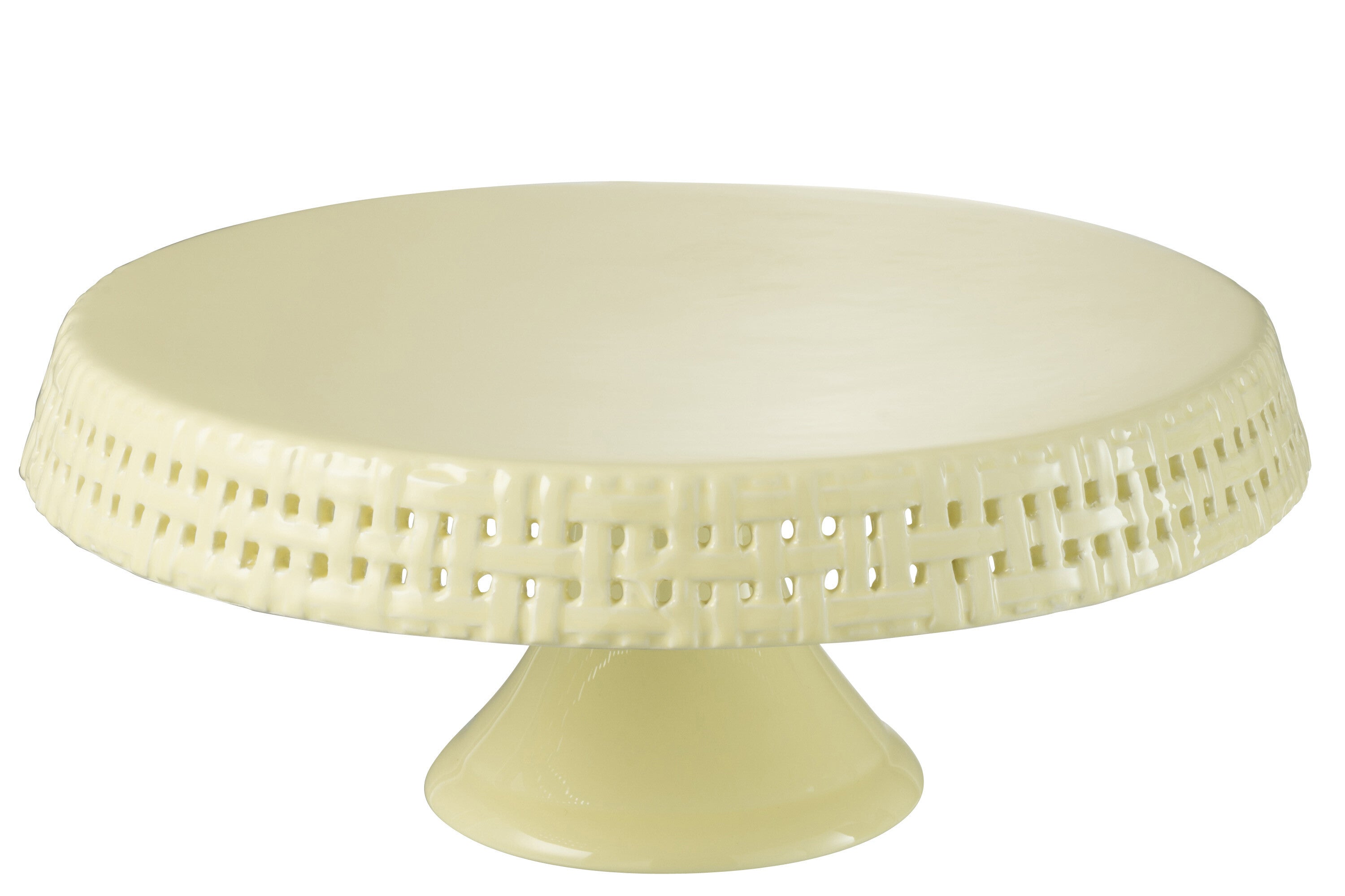 J-Line bord Cake bord - taartplateau - keramiek - lichtgeel - large