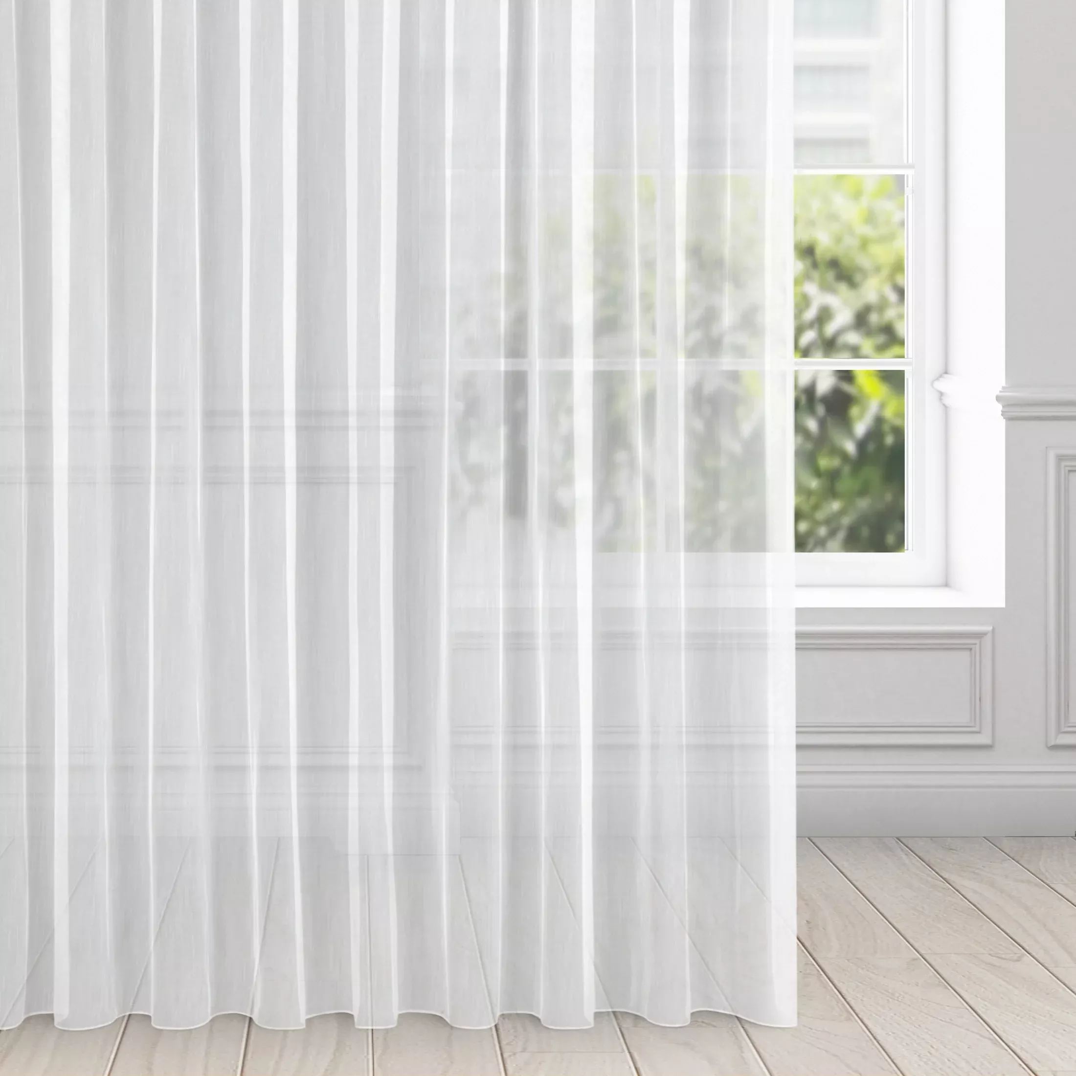 Firana biała o strukturze drobnego deszczyku 350x270 cm taśma NICEA