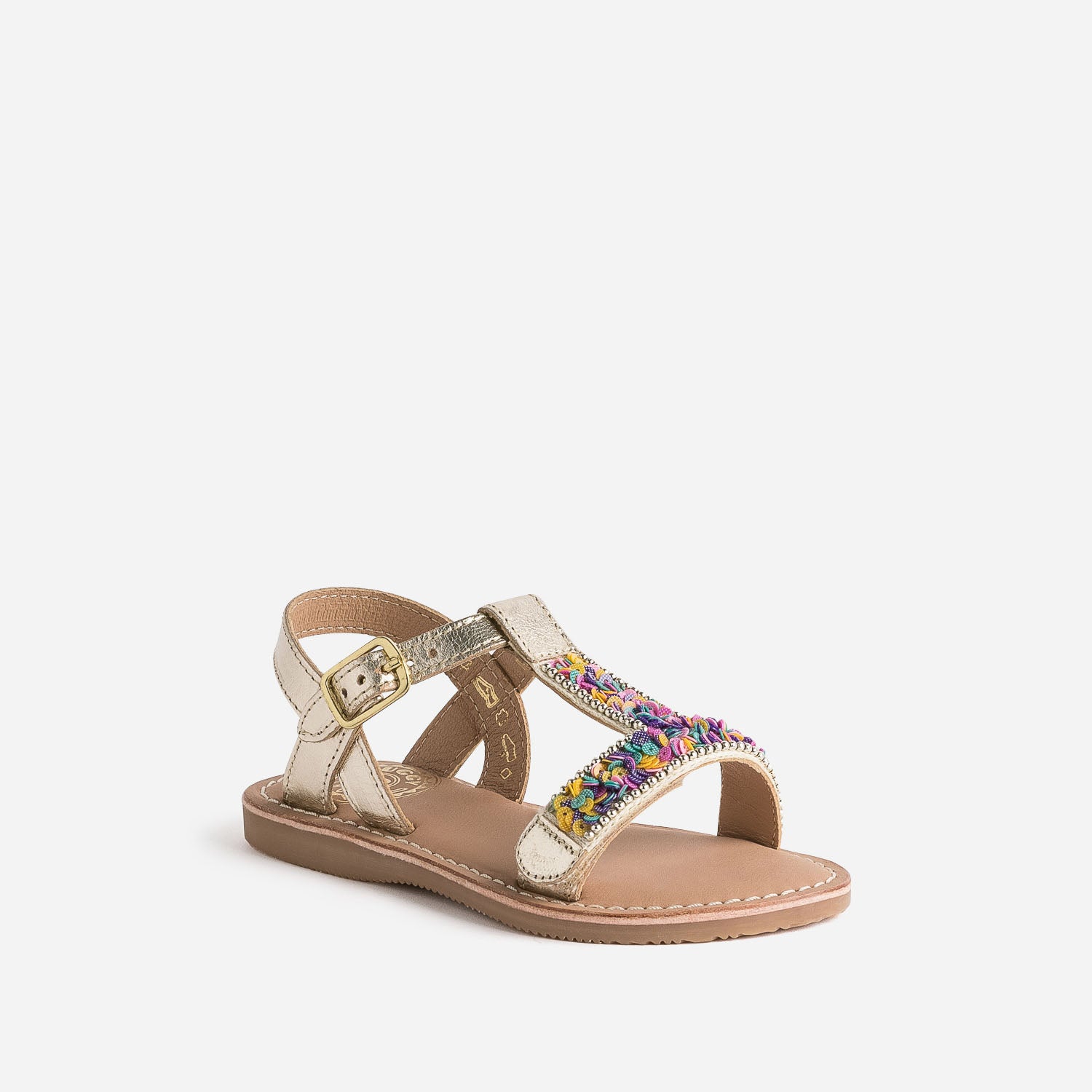 Sandale BUGGY dorée en cuir à sequins