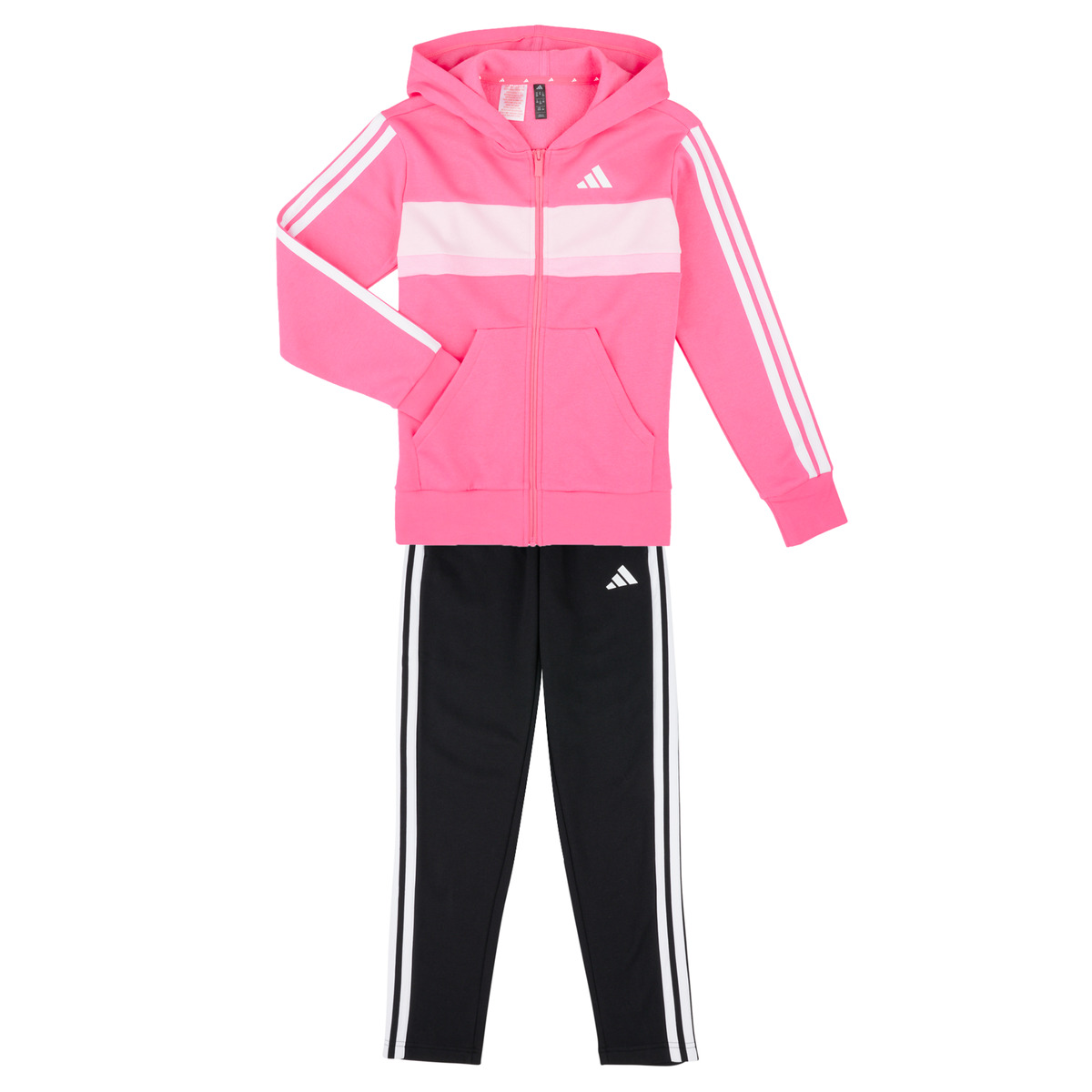 adidas - Seasonal Essentials Tiberio 3-Stripes Fleece Track Suit Kids - Pink / Black