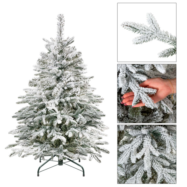 Choinka sztuczna premium 120 cm świerk kaukaski śnieżony ze stojakiem