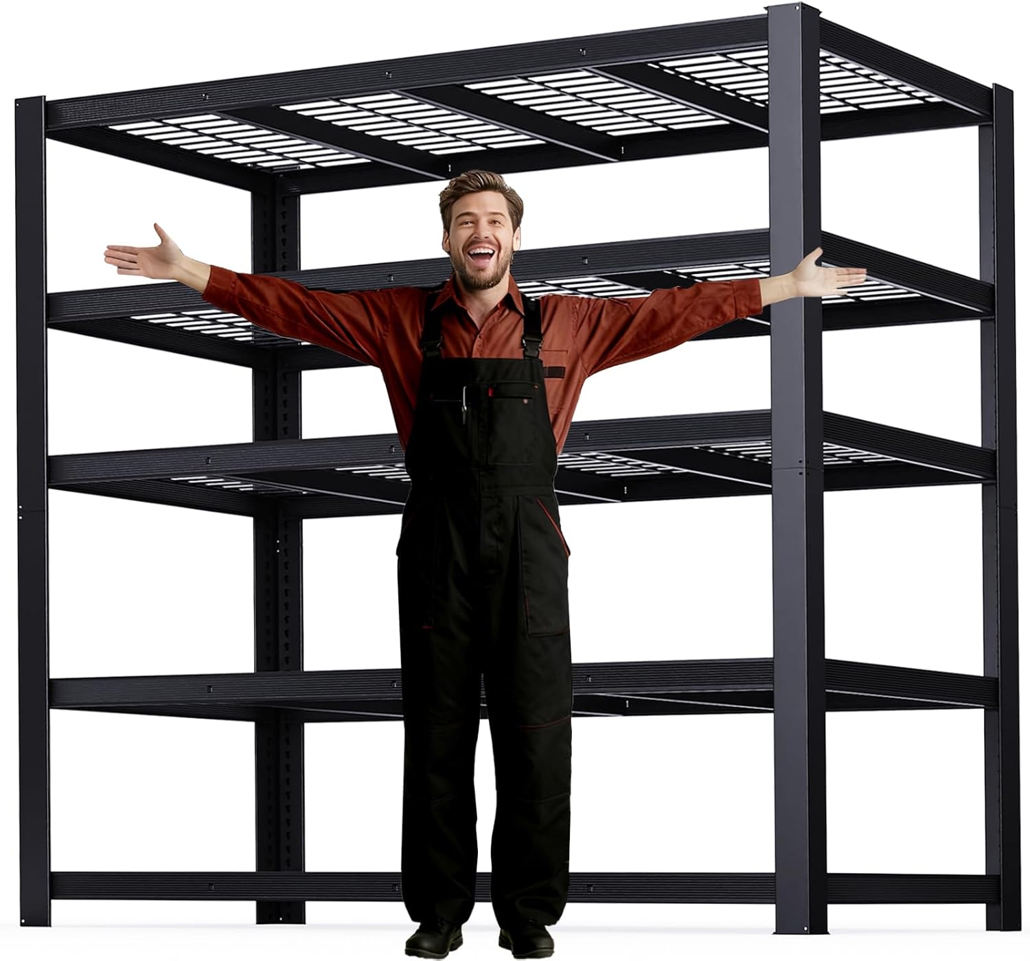 62 W 3050LBS Storage Shelves Unit,5 Tier Heavy Duty Metal Shelving Unit and Storage Large Rack,72 H x62 W x24 D Adjustable Metal Shelving Unit,Garage Shelves for Basement,Warehouse