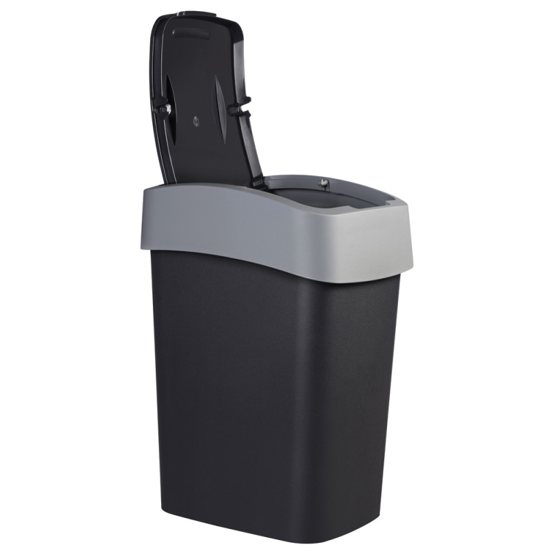 Poubelle Flip Bin noir et gris clair 45 L CURVER