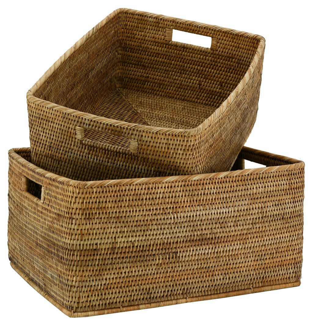 - Corbeilles de rangement en rotin (lot de 2) rotin naturel