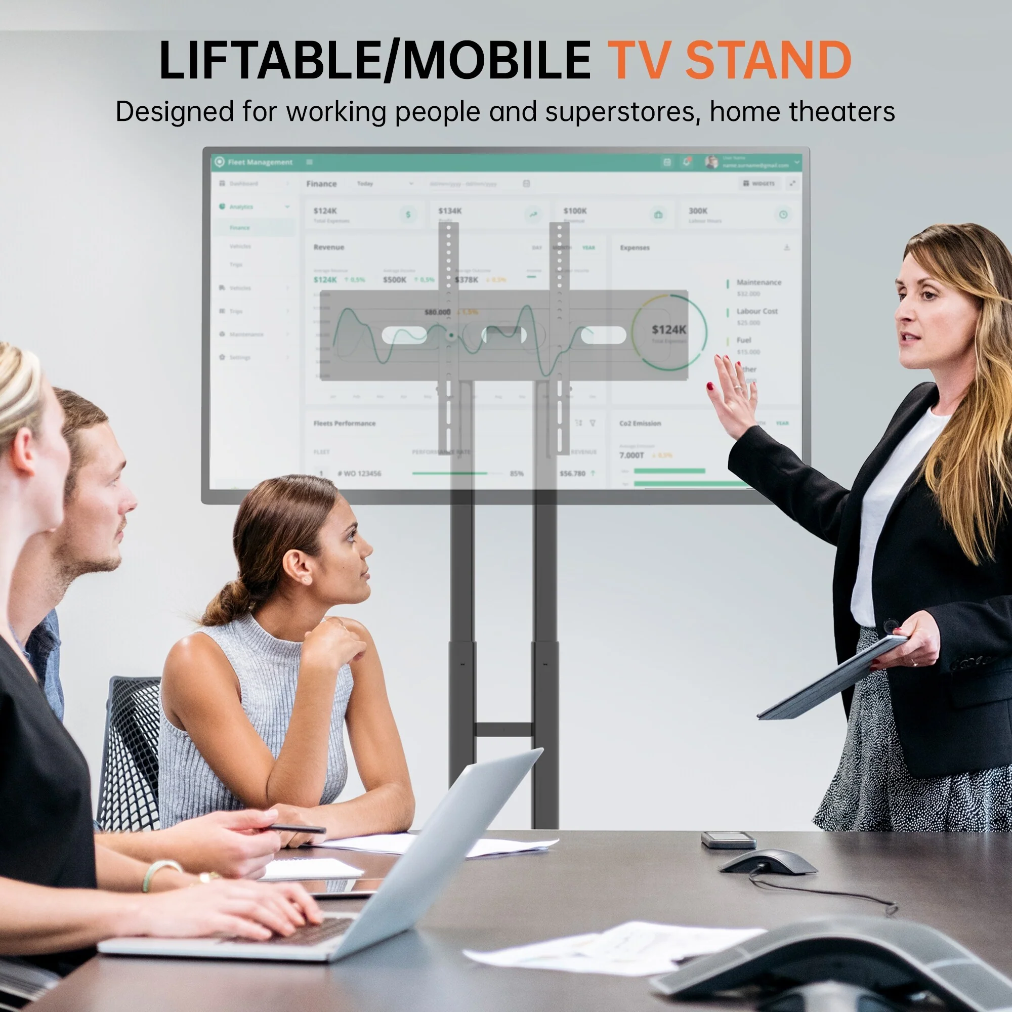 Red 46 Universal Swivel TV Stand with Movable Base & Shelf