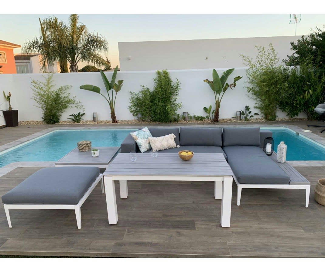 SANTORINI - Salon de jardin modulable 6 places en aluminium