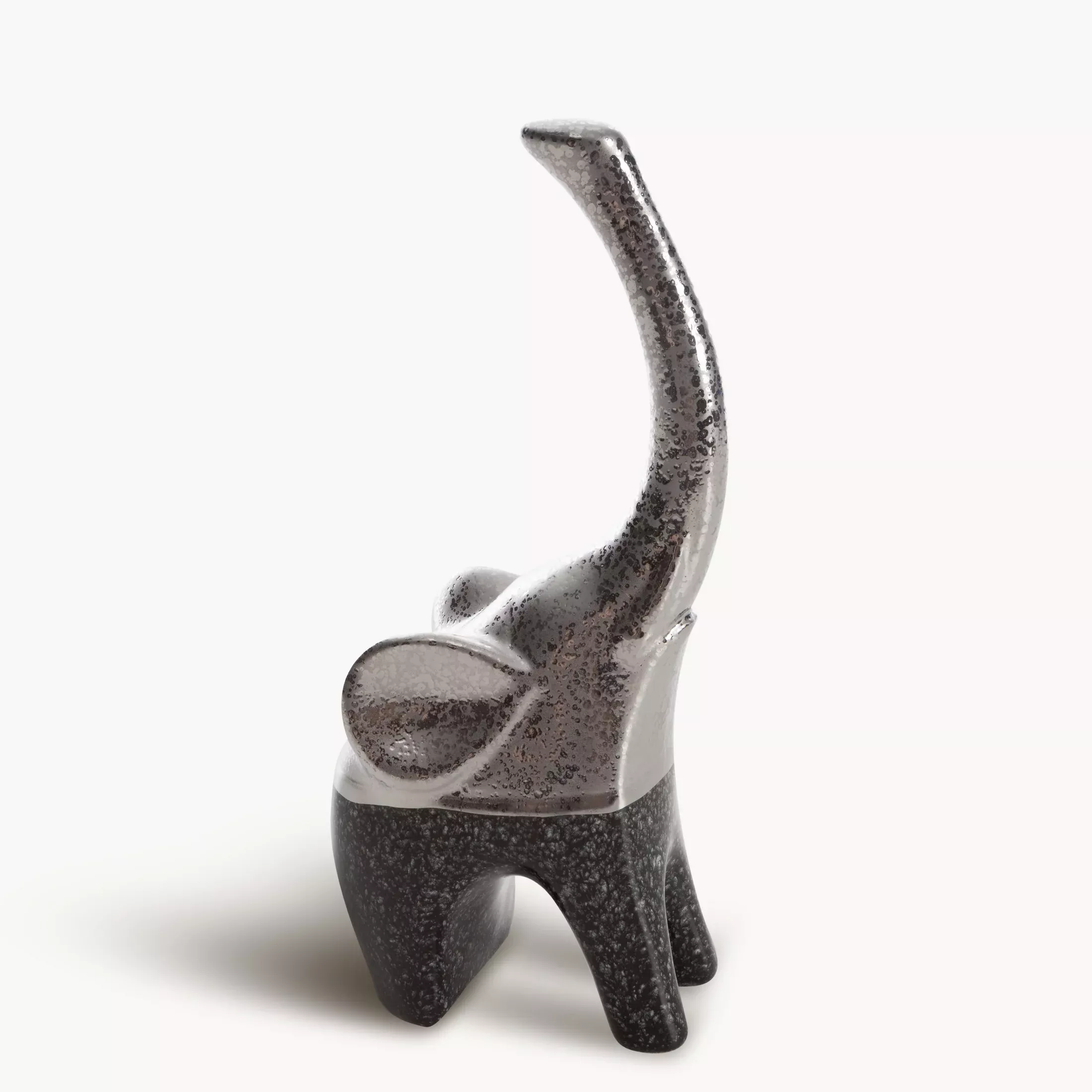 Figurka z glinki ceramicznej srebrno-stalowa słonia10x7x22 cm LEO