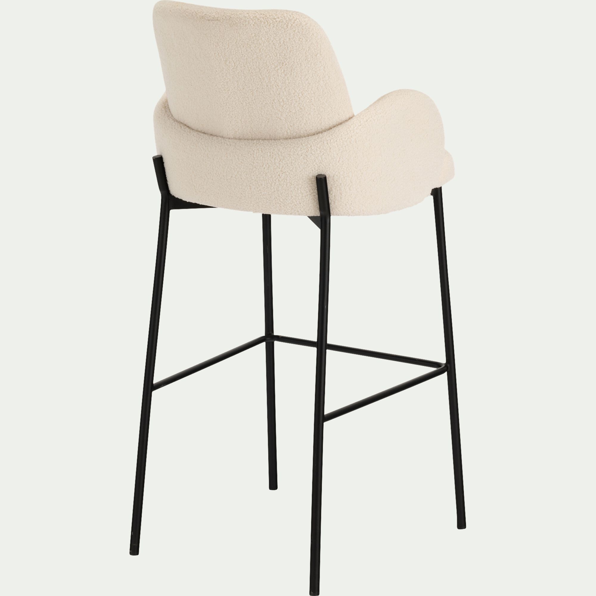 LOUMI - Chaise de bar en tissu bouclette H65cm - blanc
