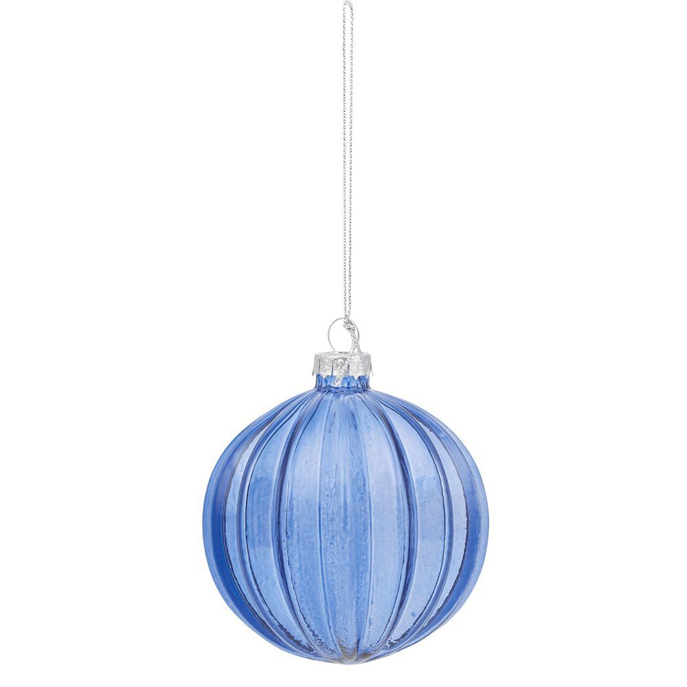 Boule de No&euml;l en verre bleu Ø10 cm