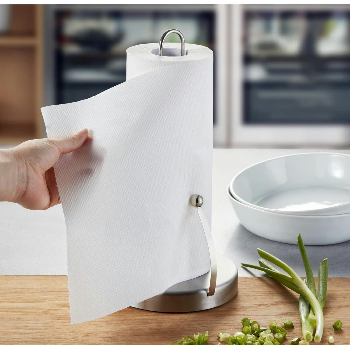 SPENSO - Porte rouleau de cuisine cocooning en acier inoxydable argent