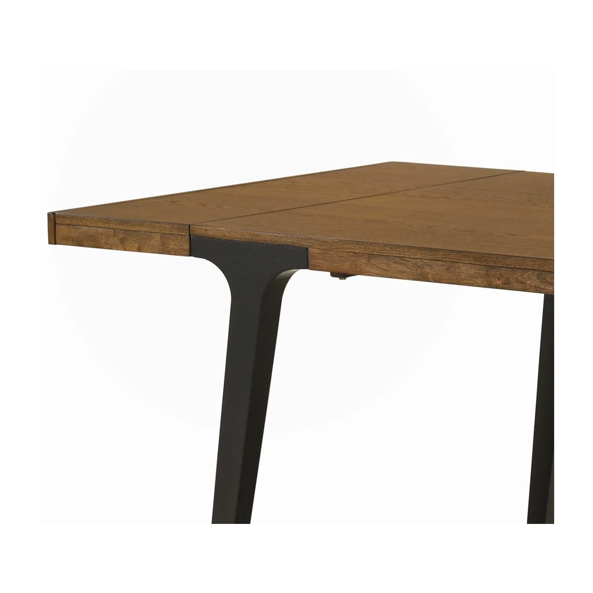 Walnut and Black Extendable Dining Table with 2 Leaf