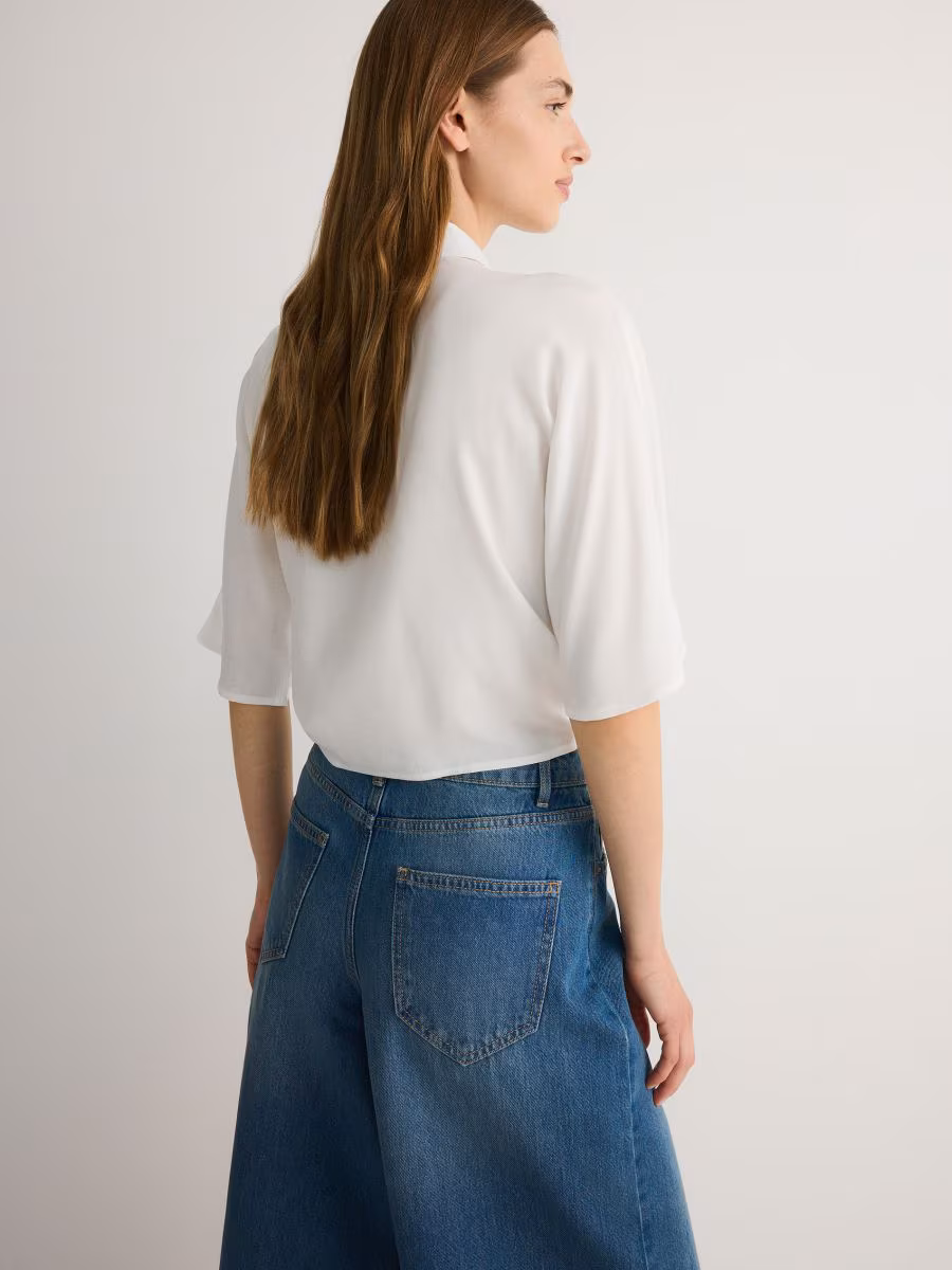 Cropped Shirt With Tie Detail