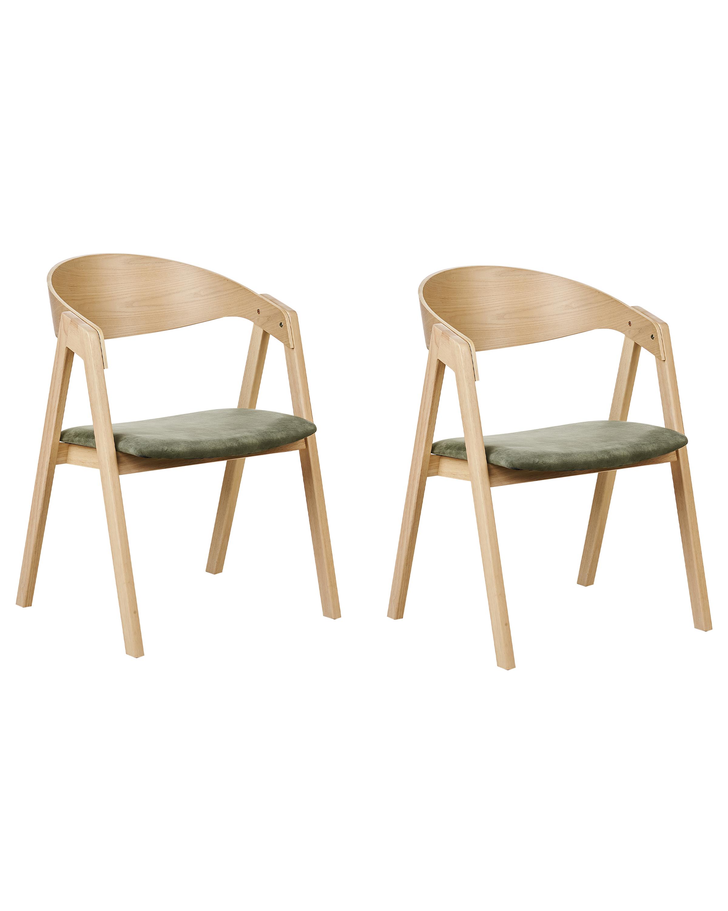 Set of 2 Dining Chairs YUBA Wood Dark Green