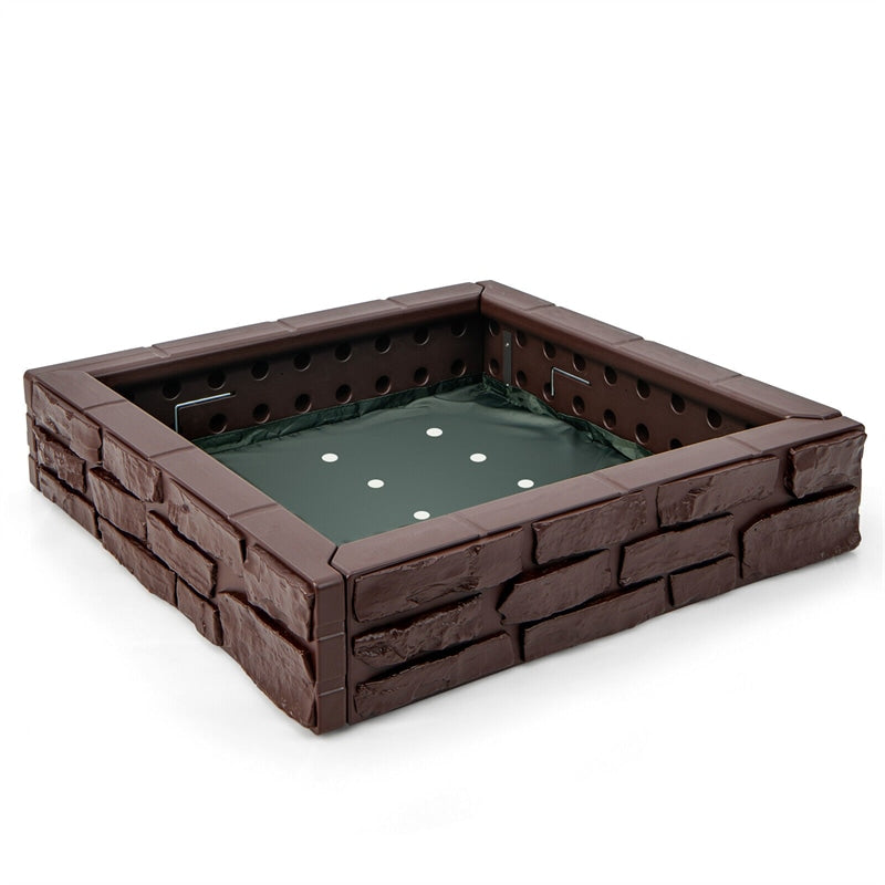 Kids Sandbox HDPE Sandpit with Cover & Bottom Liner Outdoor Sand Play Station for Backyard Lawn Beach