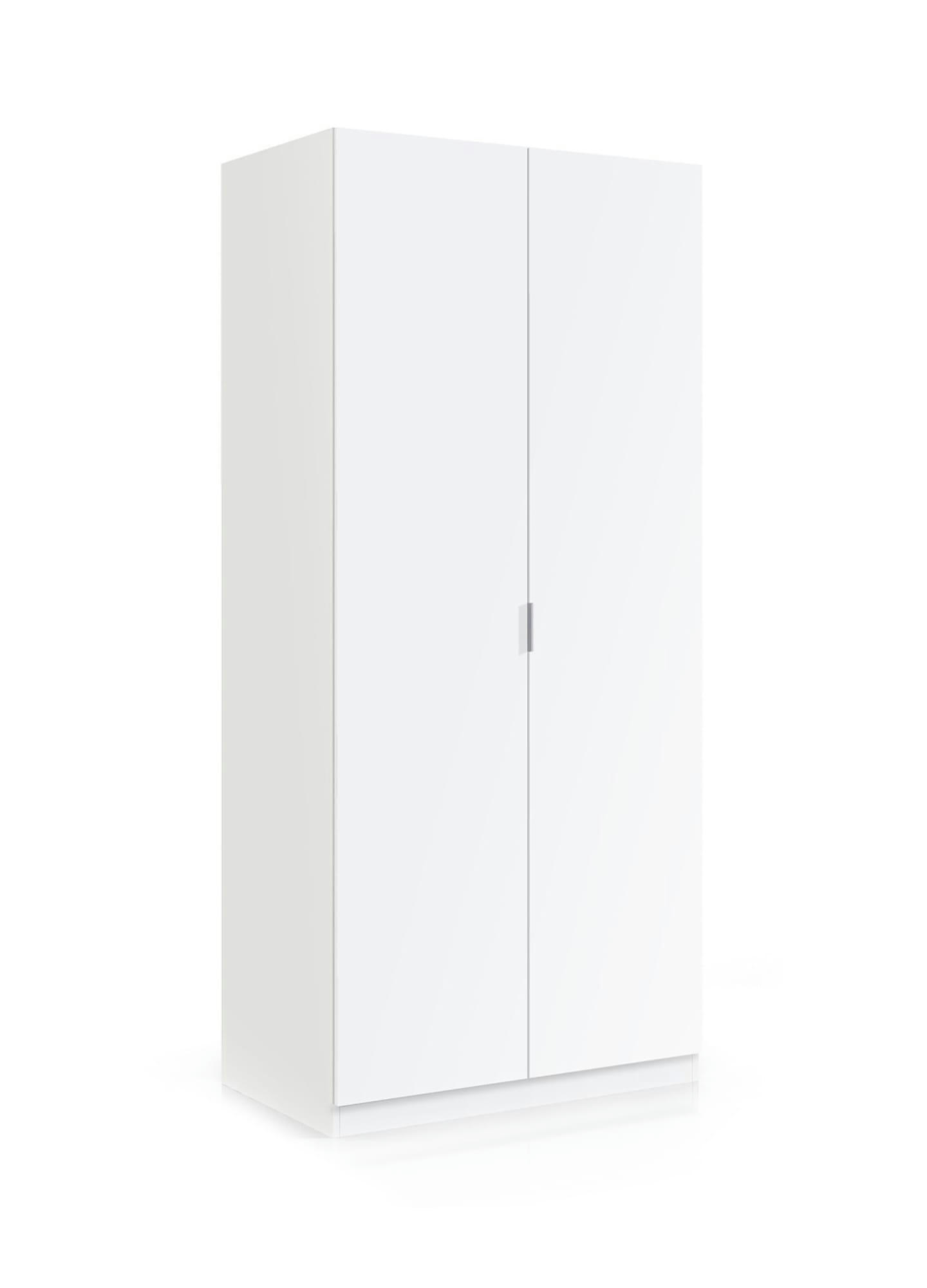 ORANGE - Garde-robe avec 2 portes battantes effet bois blanc