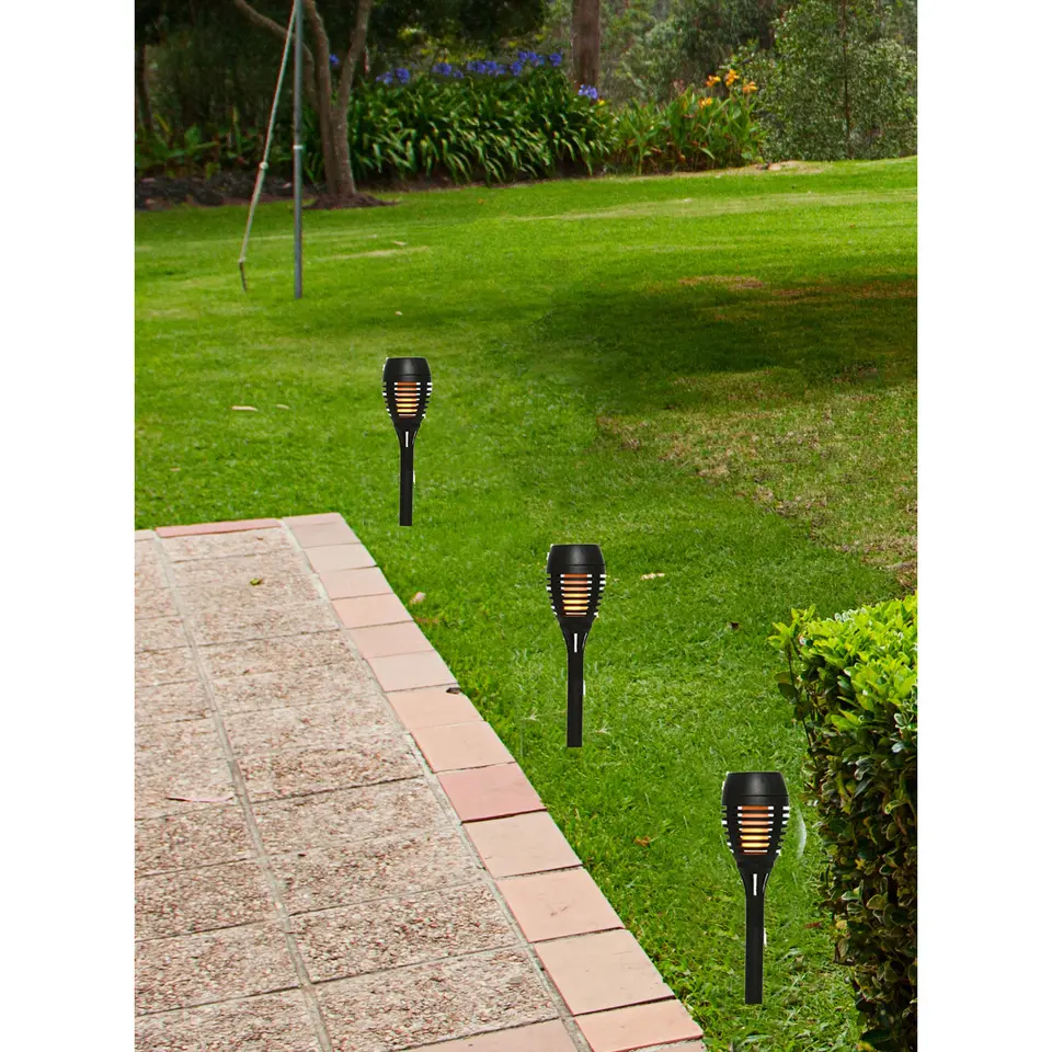 Lumineo Tuinfakkels - 4x stuks - Solar licht - vlameffect - 27 cm