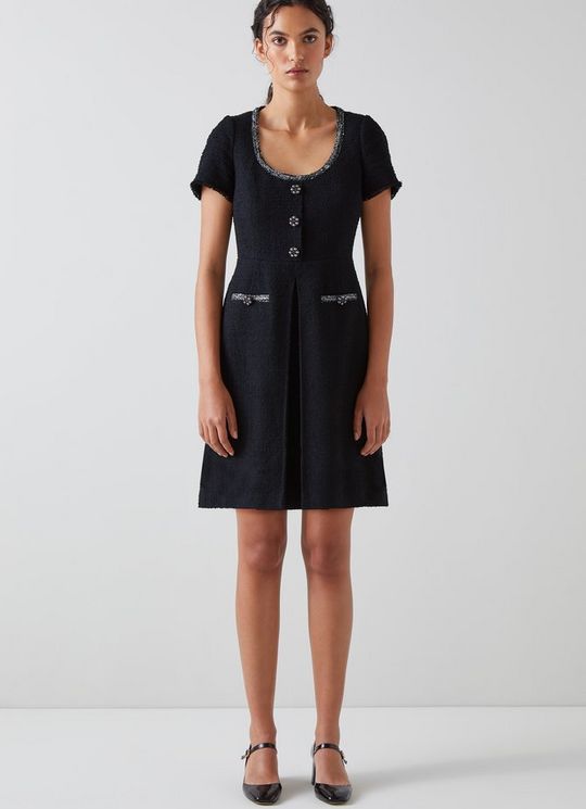 Lara Black Italian Recycled Cotton Tweed Dress