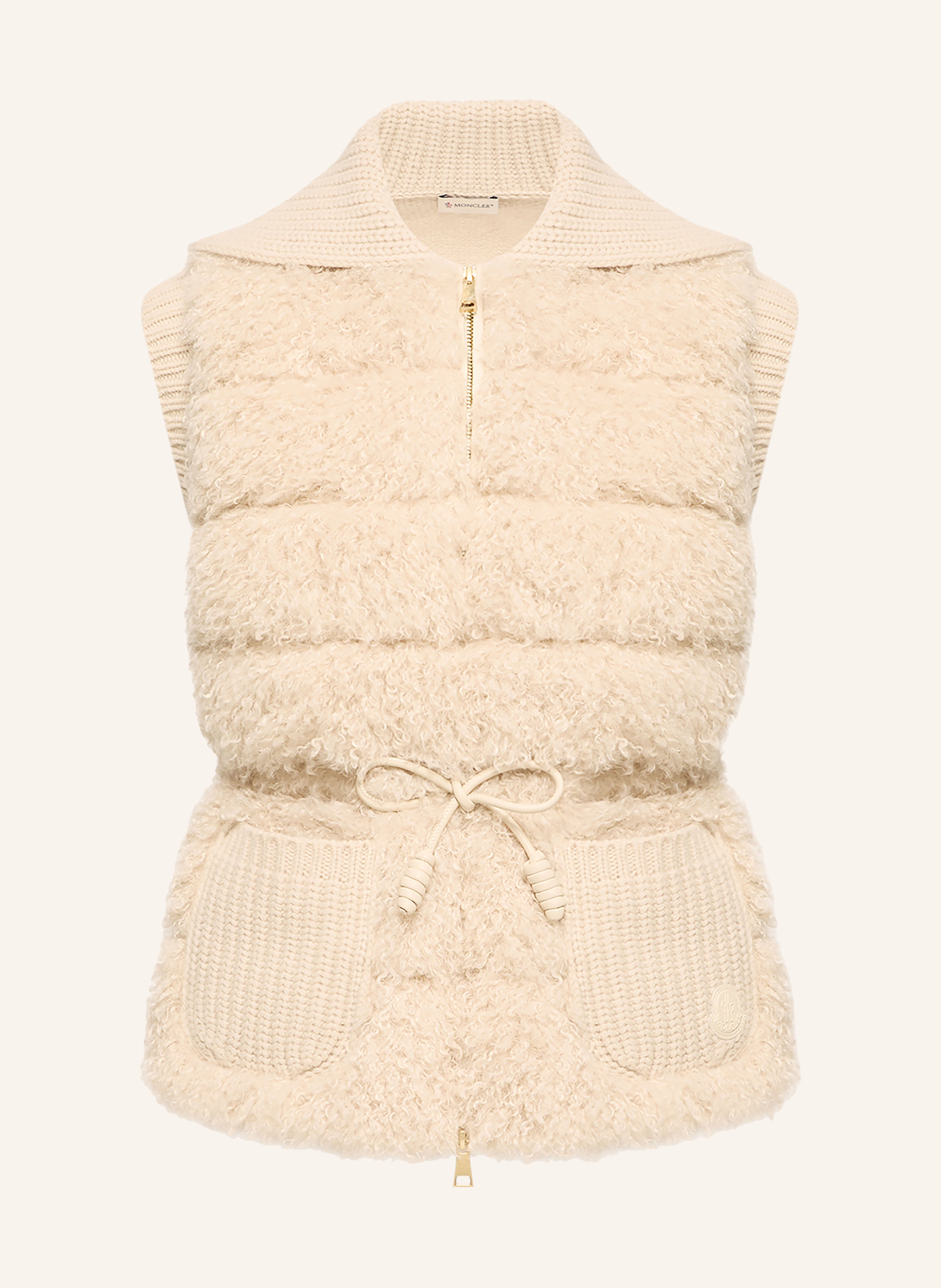 MONCLER Daunenweste im Materialmix mit Kunstfell