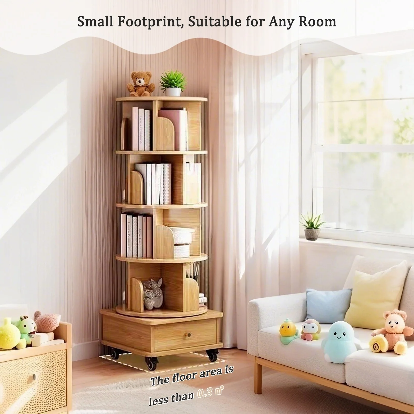 5 Tier Rotating Bookshelf