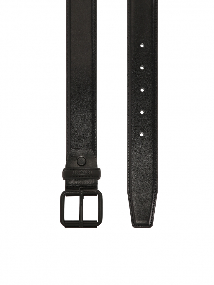 Black leather belt with classic buckle