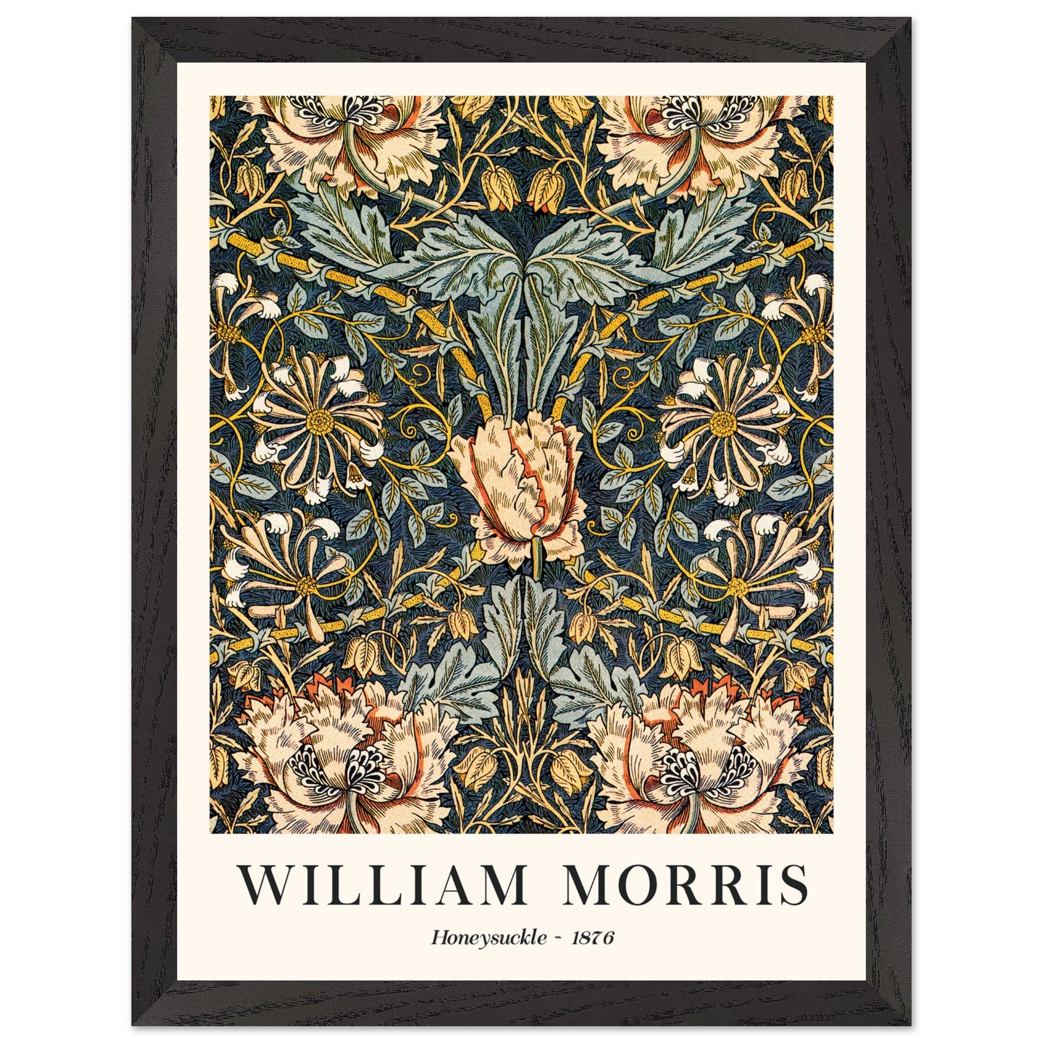 Artfulprints Poster met Lijst William Morris - Honeysuckle 1876  - 30x40 cm - Donkergroen