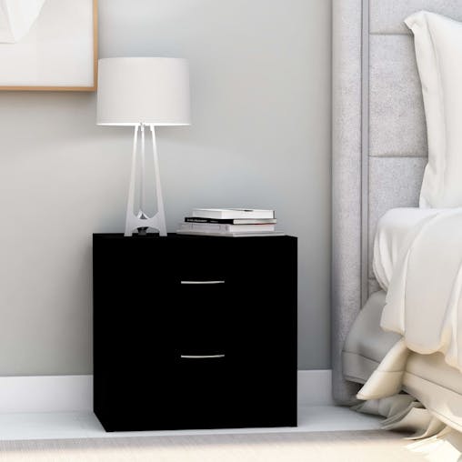 NNEVL Bedside Cabinets 2 pcs Black 40x30x40 cm Chipboard