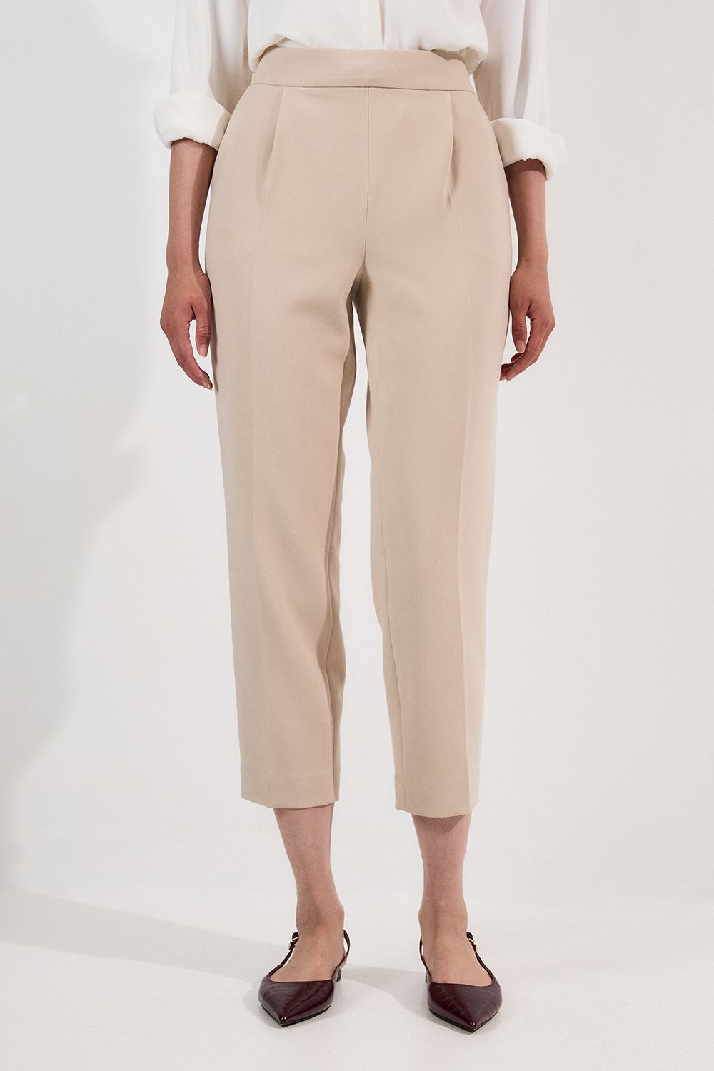 KarenMillen Compact Stretch Essential Tailored High Waist Slim Leg Trouser