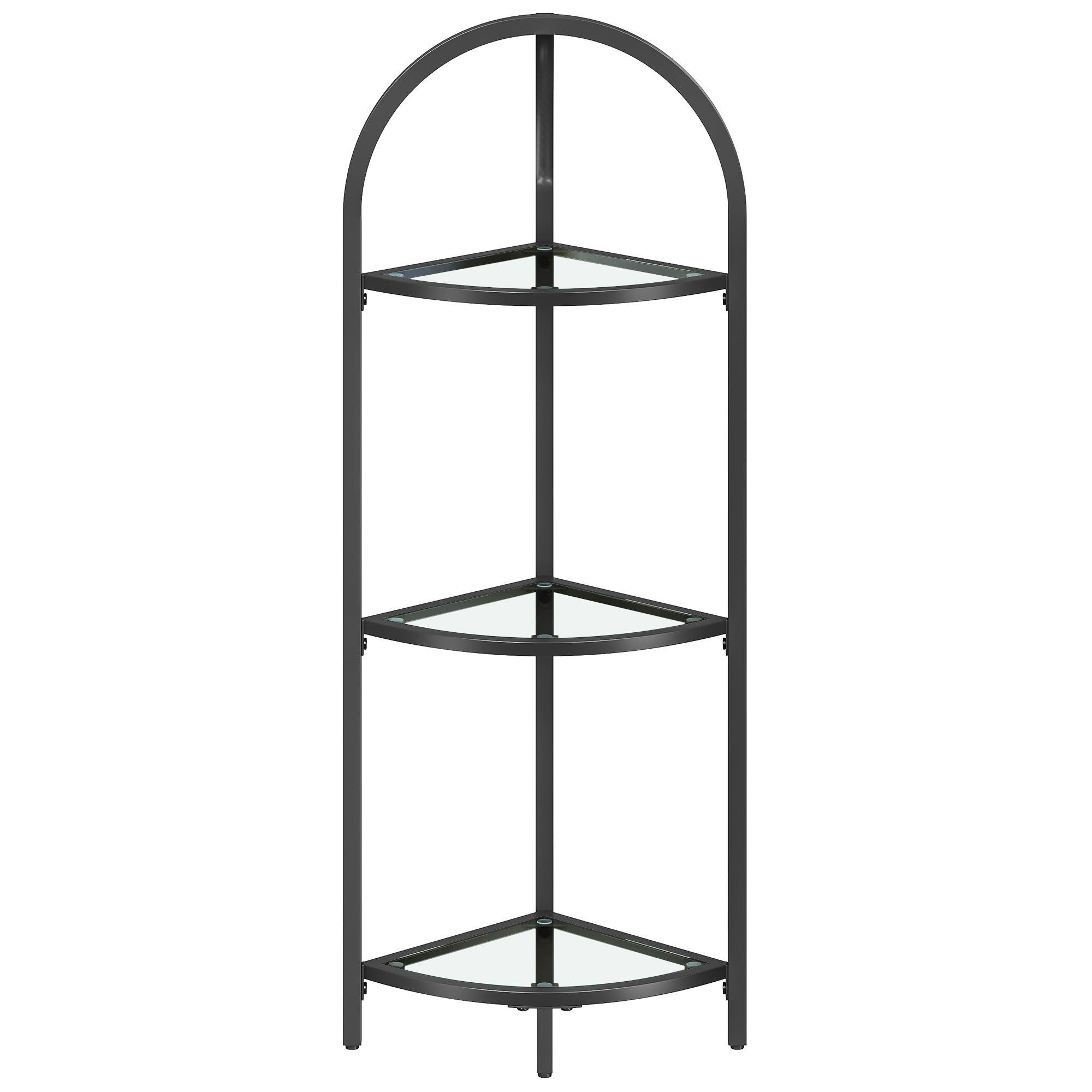 - Étagère d’angle à 3 niveaux cadre en métal noir classique