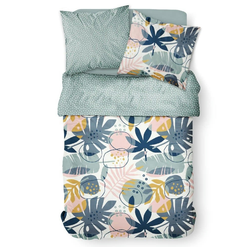 - Parure de couette 100% coton 57 fils imprimée 260x240 2 taies