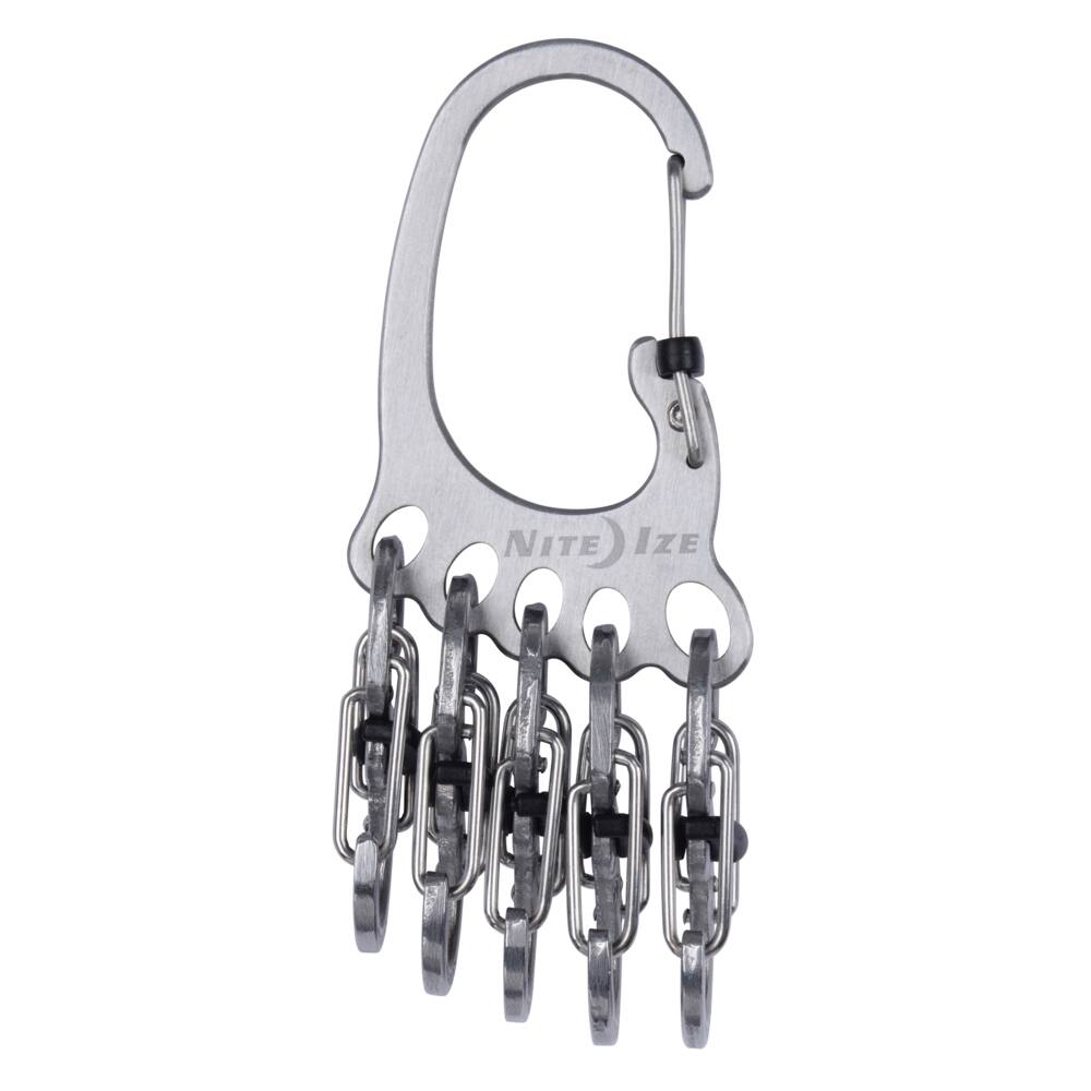 Nite Ize BigFoot Locker KeyRack Stainless Steel Keychain w/ 5 Locking S-Carabiner Clips