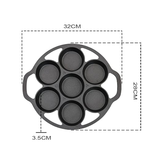 SOGA 2X Cast Iron Takoyaki Fry Pan Octopus Balls Maker 7 Hole Grill Mold 32cm