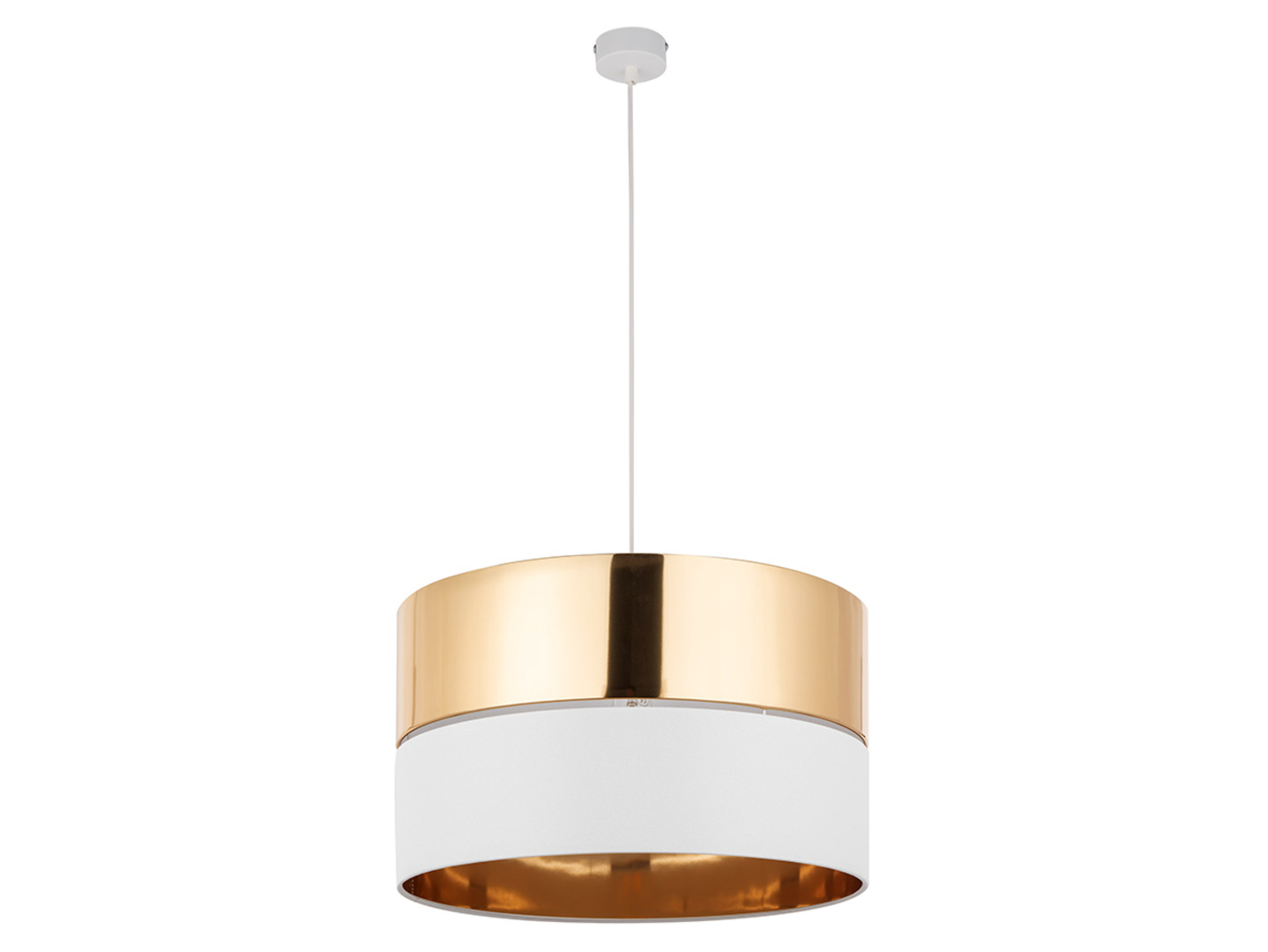 Lampa wisząca Hilton tkaninowa biało-złota