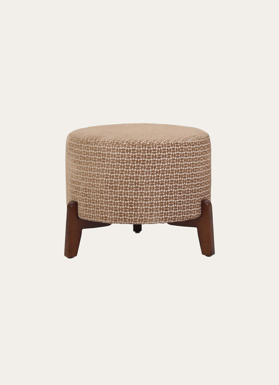 POUF EN TISSU à 3 PIEDS ÉCRU / TABAC