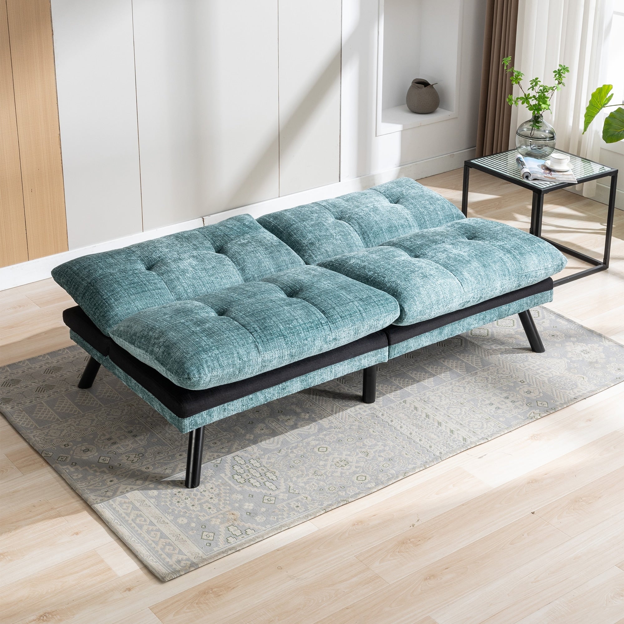Convertible Loveseat Futon Sofa Bed with Metal Legs
