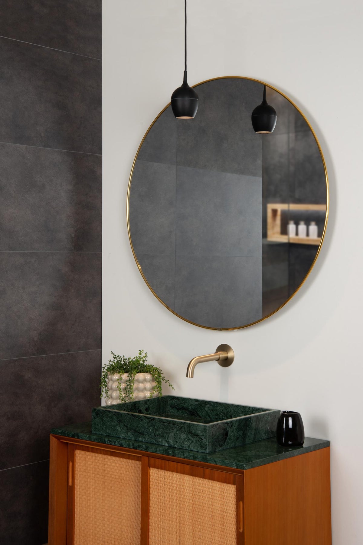 Lucide hanglamp badkamer PRESTON - 1xGU10 - Zwart