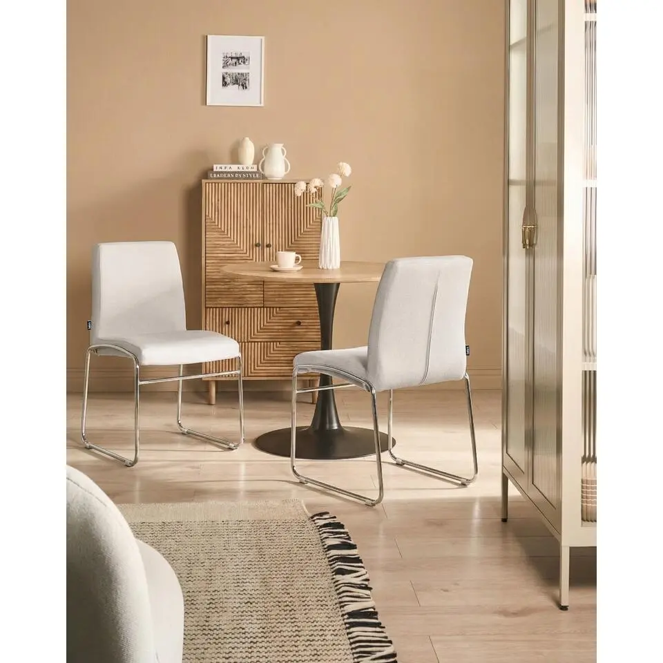 LECCO - Eetkamerstoel set van 2 - Lichtgrijs - Stof