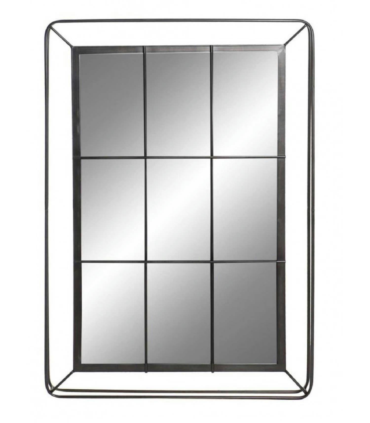 FENÊTRE - Miroir mural en métal noir 81x120cm