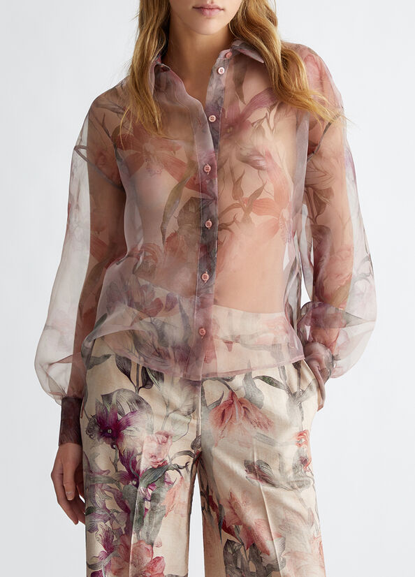 Camicia floreale in organza