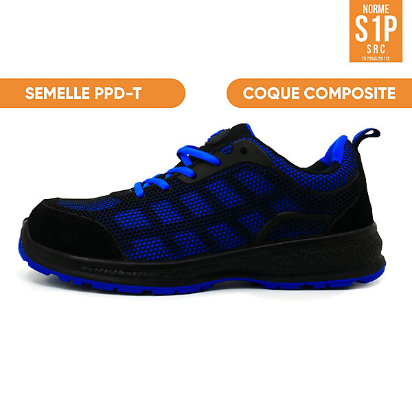 Chaussures de Sécurité S1P SRC Wesley T45 - Baskets Souples - Légères - Antidérapantes - Coque Acier - Confort Optimal