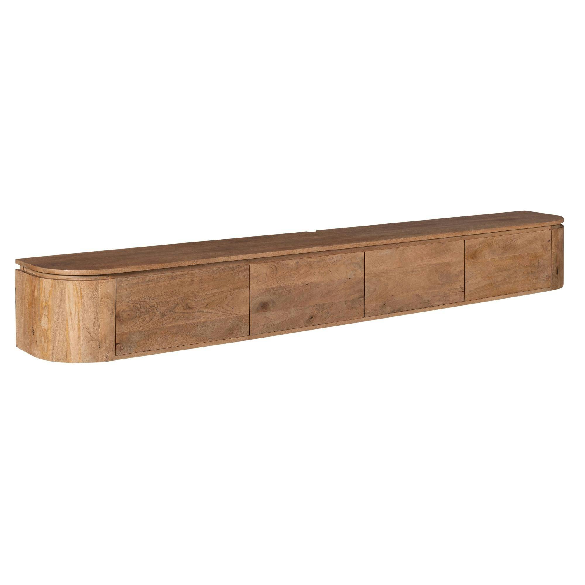 Meuble TV suspendu en bois, bords arrondis 200 cm AREZZO