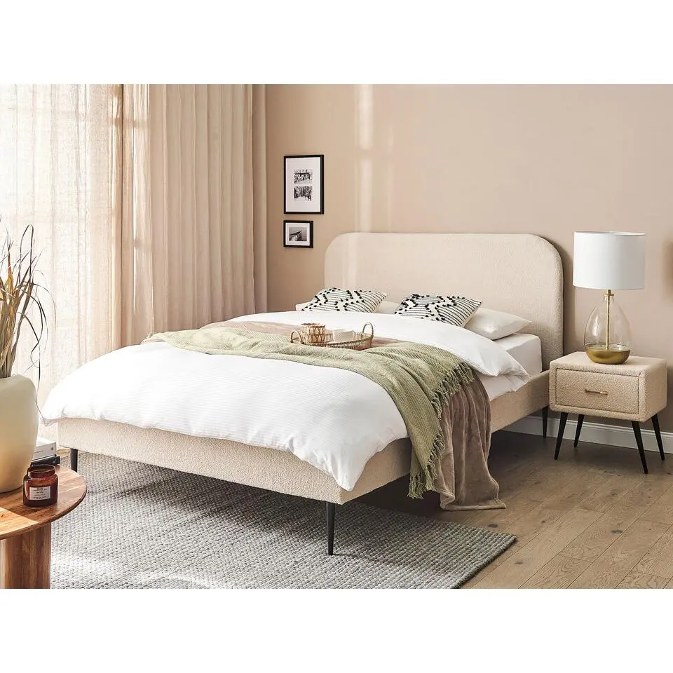 FLAYAT - Tweepersoonsbed - Beige - 140 x 200 cm - Boucl&eacute;