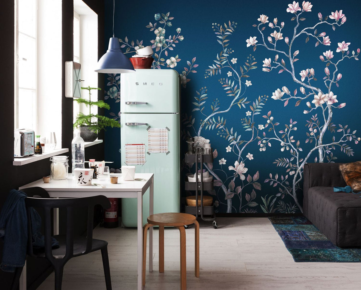 Komar fotobehang elegante bloemen blauw - 300 x 250 cm - 611204