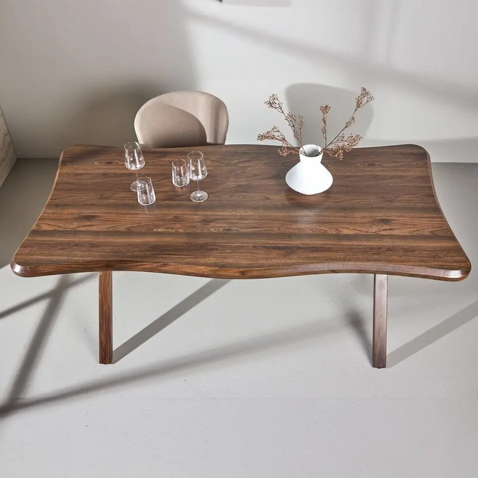 Eettafel Organisch - Walnoot MDF - 180x90x75cm - Fiona