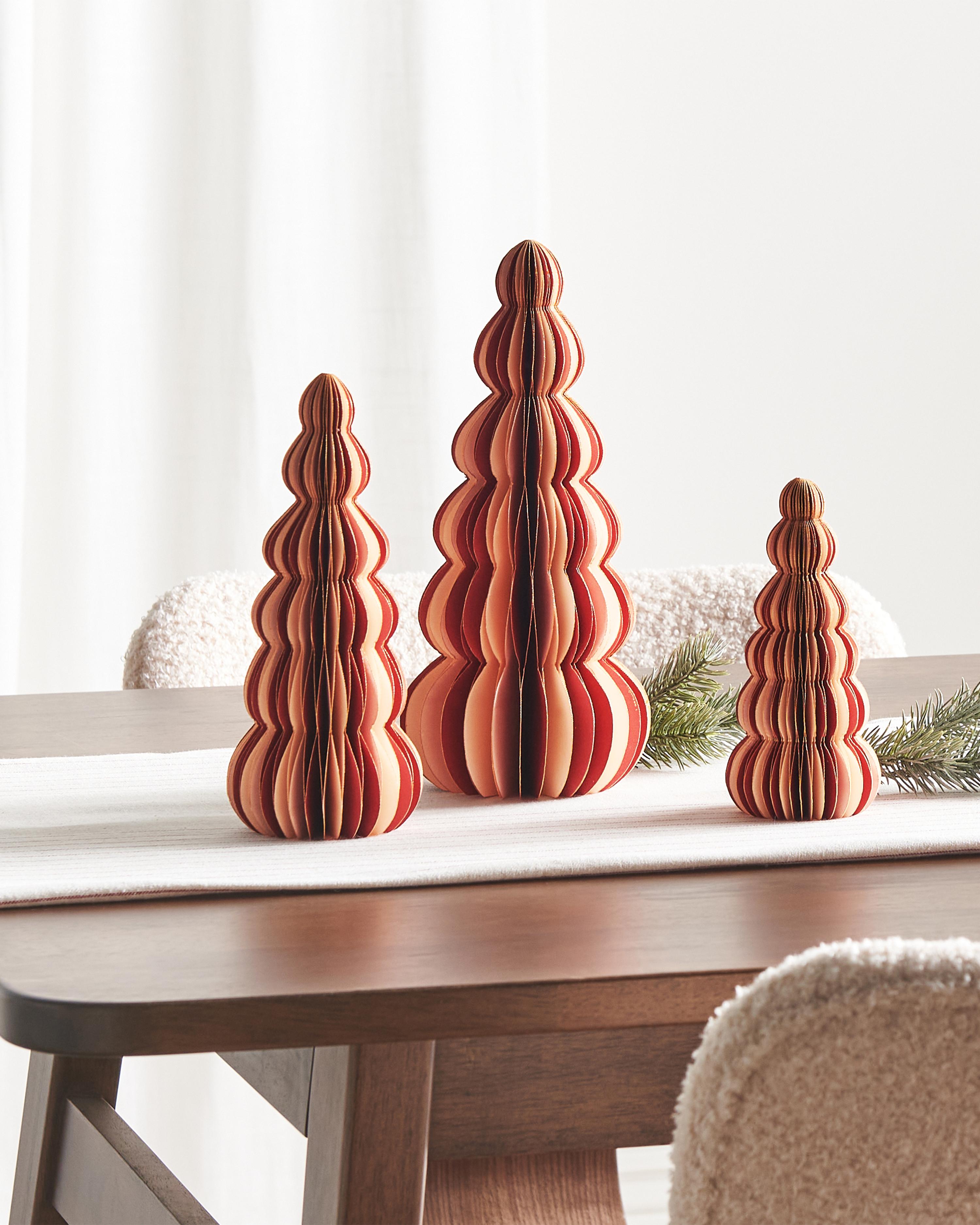 Set of 3 Figurines DHAULAGIRI Christmas Tree 15/20/25 cm Red