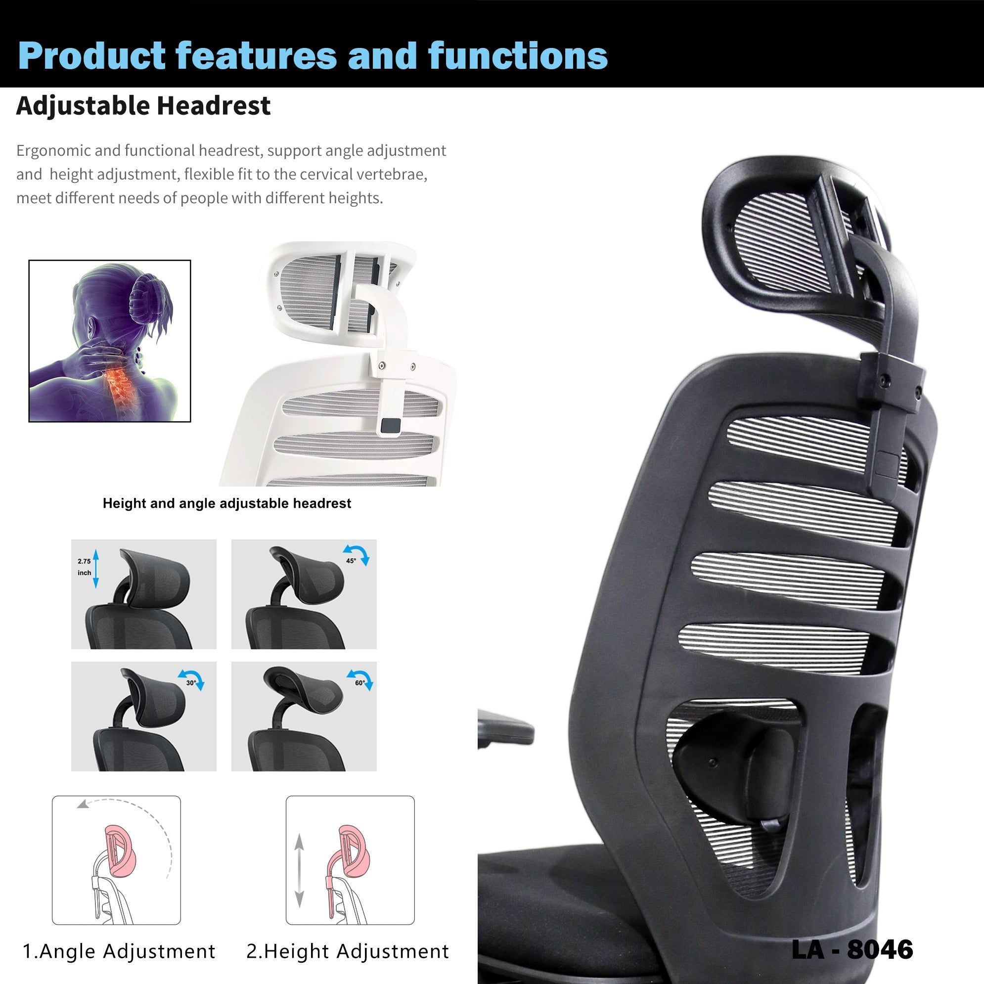 JFY Space-Saving Ergonomic Reclining Office Chair with Flip-Up Armrests