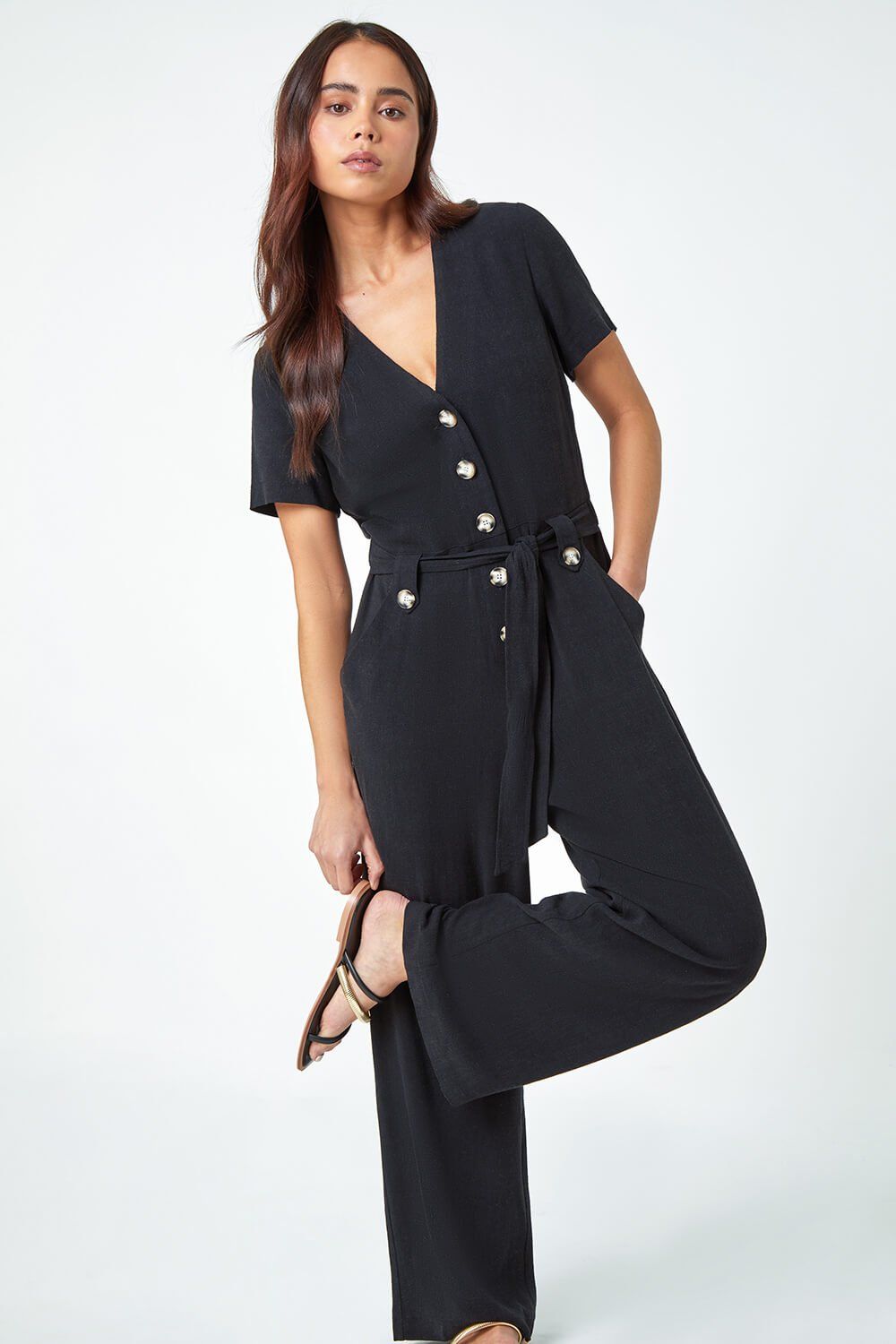 Roman Petite Linen Blend Jumpsuit